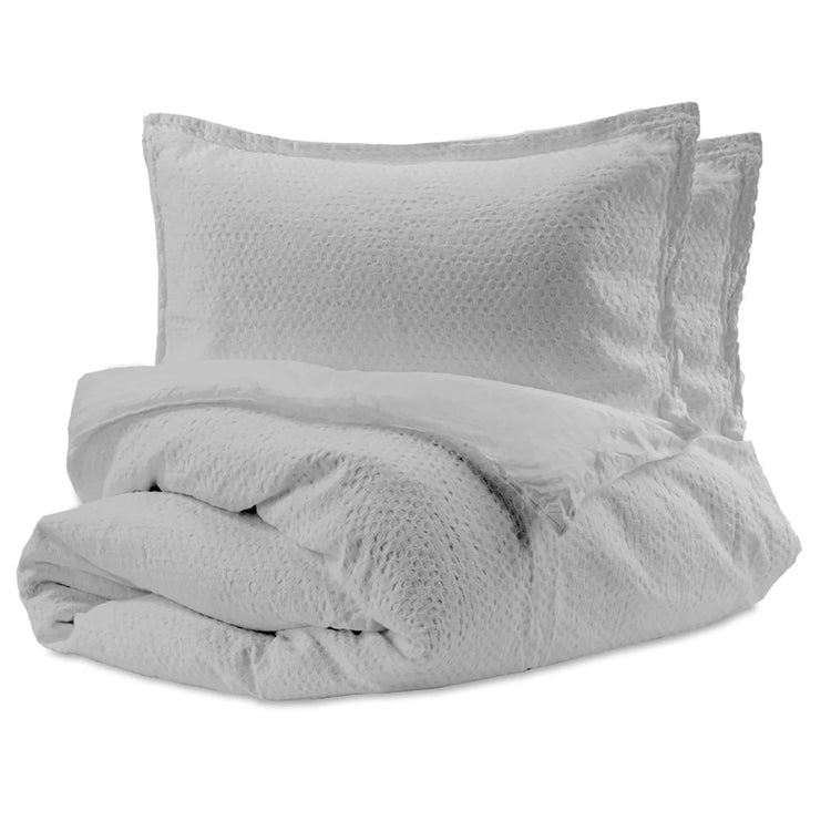 Bianca - Housse de Couette Nina en Coton Percale et Coton Matelassé, 200 Fils, Fait au Portugal, Perle - XQueen - Simple Boutique
