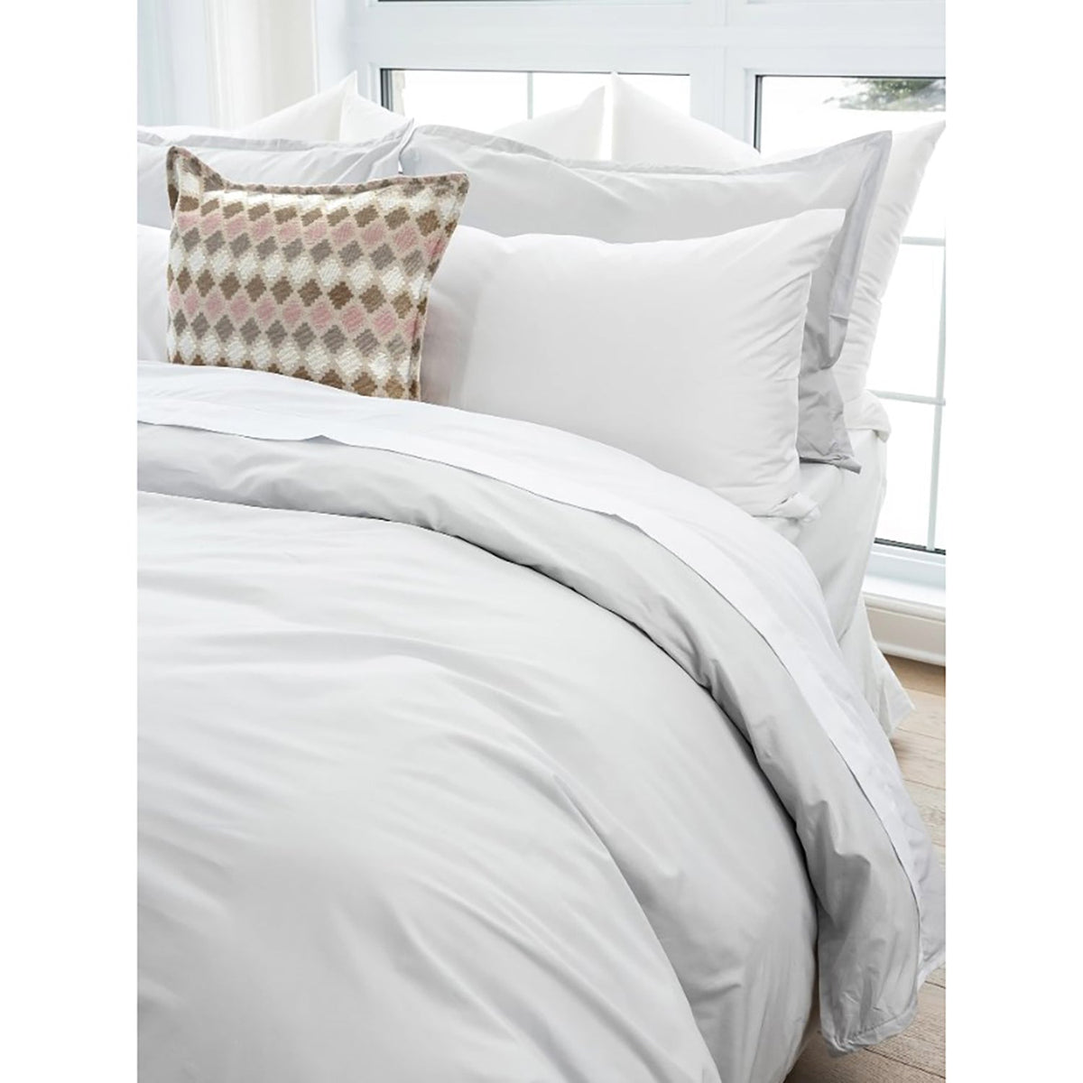 Bianca - Housse de Couette Sara en Coton Percale, 200 Fils, Fait au Portugal, Perle - King - Simple Boutique