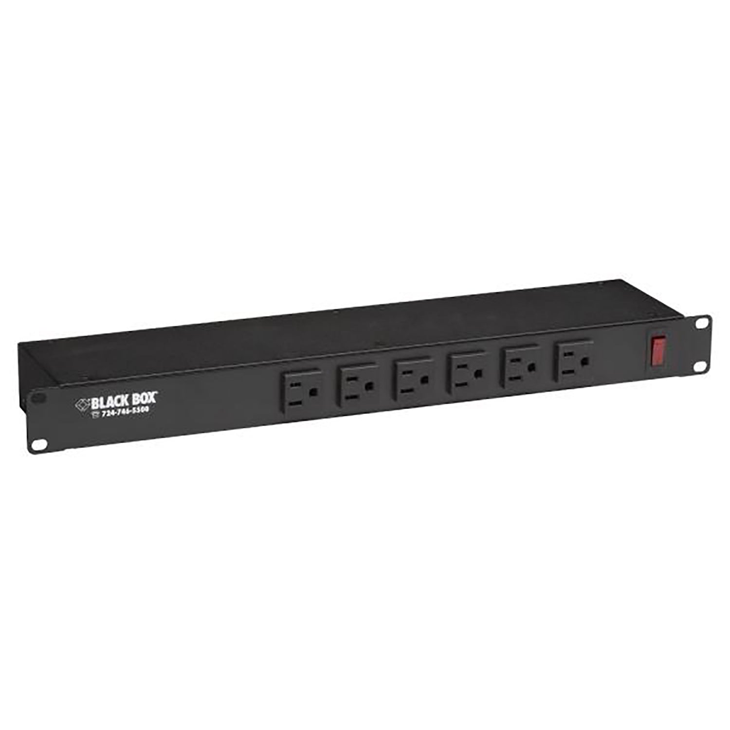 Black Box - Barette d'alimentation à 6 Prises Montable en Rack, Cordon de 6 Pied, Noir - Simple Boutique