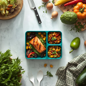 Boîte à déjeuner 3 compartiments JS Gourmet avec cuillère et fourchette - Simple Boutique