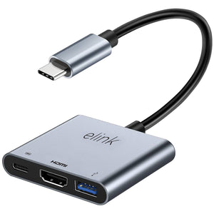Boost Adaptateur USB-C 3 en 1 vers HDMI 4K, USB 3.0 et Recharge USB-C 100 W, Gris - Simple Boutique