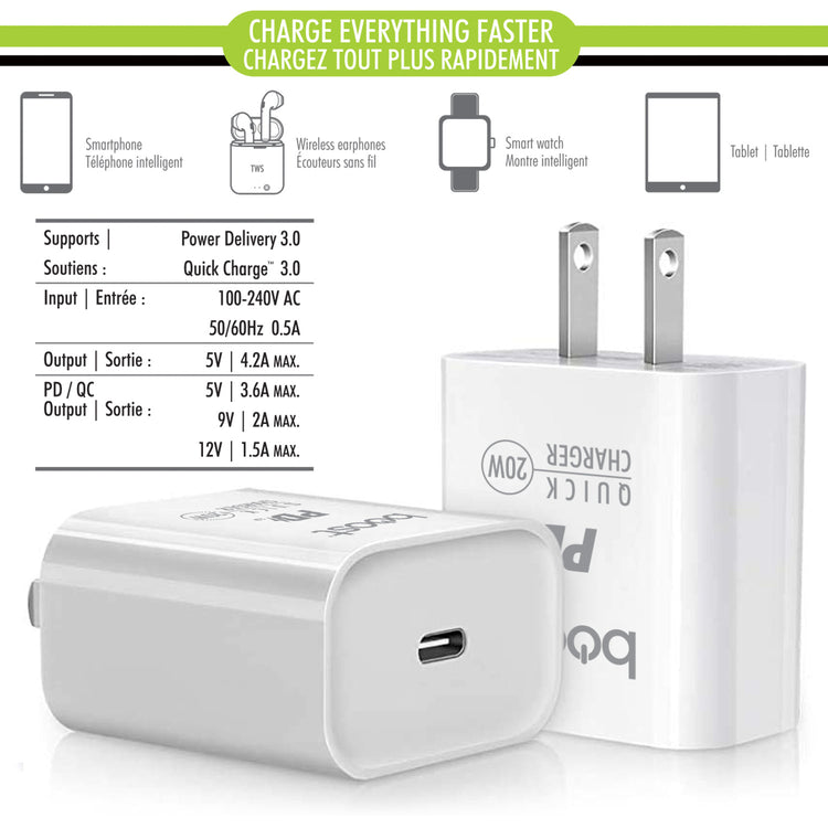 Boost Chargeur Mural Rapide USB-C 20 W Power Delivery, Blanc - Simple Boutique