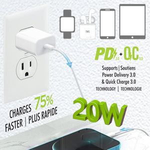Boost Chargeur Mural Rapide USB-C 20 W Power Delivery, Blanc - Simple Boutique