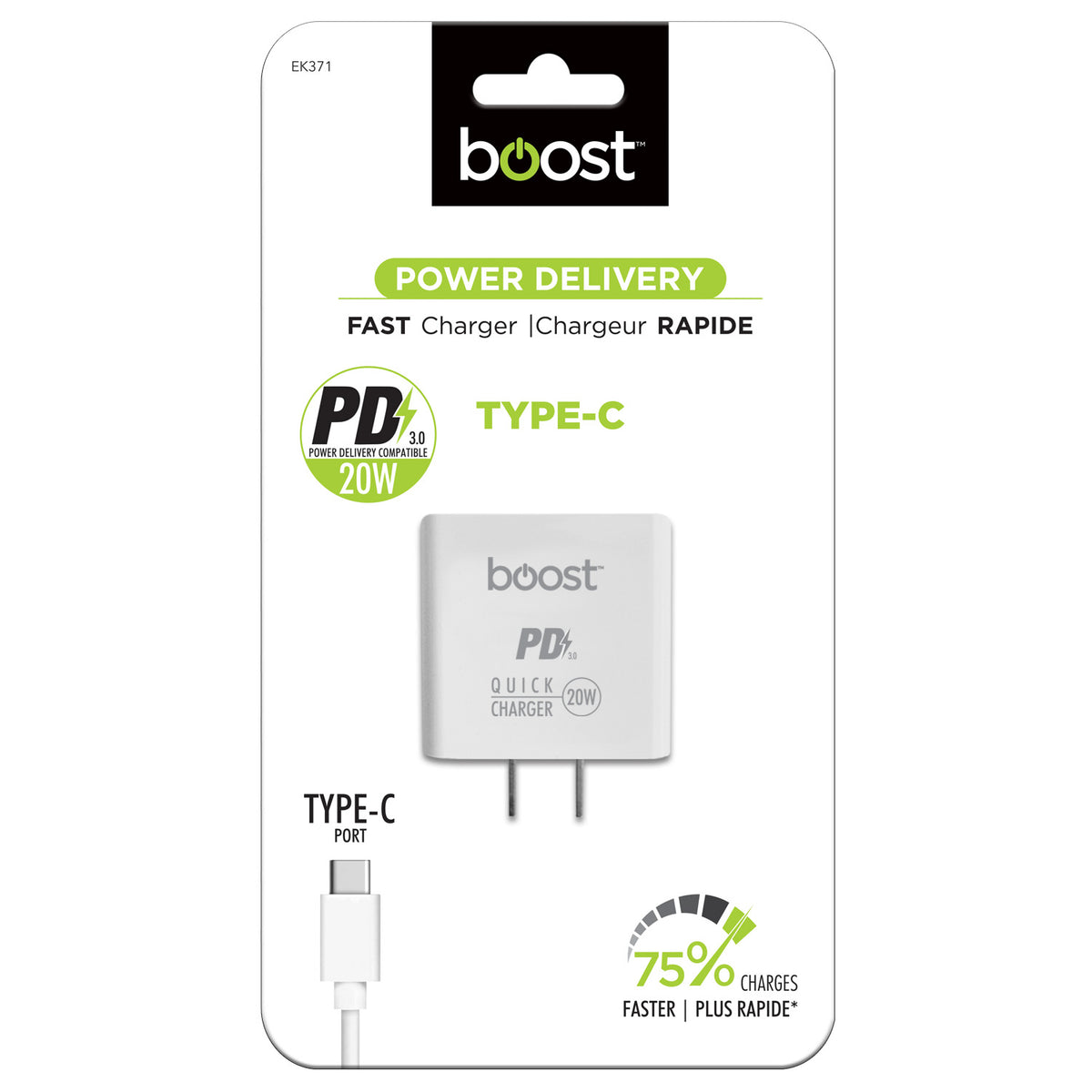 Boost Chargeur Mural Rapide USB-C 20 W Power Delivery, Blanc - Simple Boutique