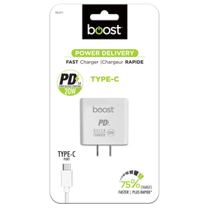 Boost Chargeur Mural Rapide USB-C 20 W Power Delivery, Blanc - Simple Boutique