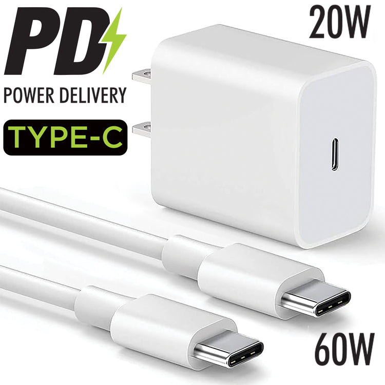 Boost Chargeur Mural USB-C 20 W avec Câble USB-C à USB-C 60 W de 6,6 pi, Charge Rapide, Blanc - Simple Boutique