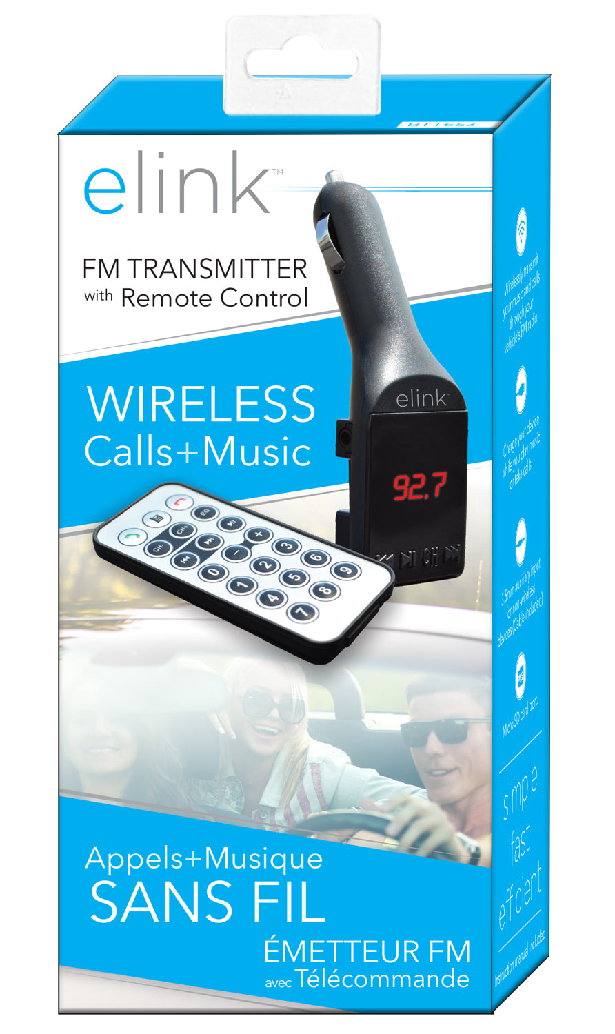 Boost Émetteur FM Sans Fil pour Voiture avec Télécommande, Appels et Musique, Noir - Simple Boutique