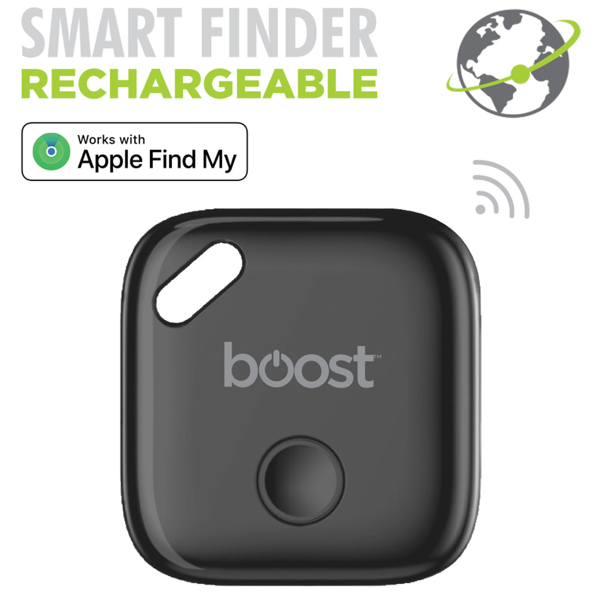 Boost Localisateur d'Objets Rechargeable pour iPhone avec Anti-Pistage, Accepté par la TSA, Noir - Simple Boutique