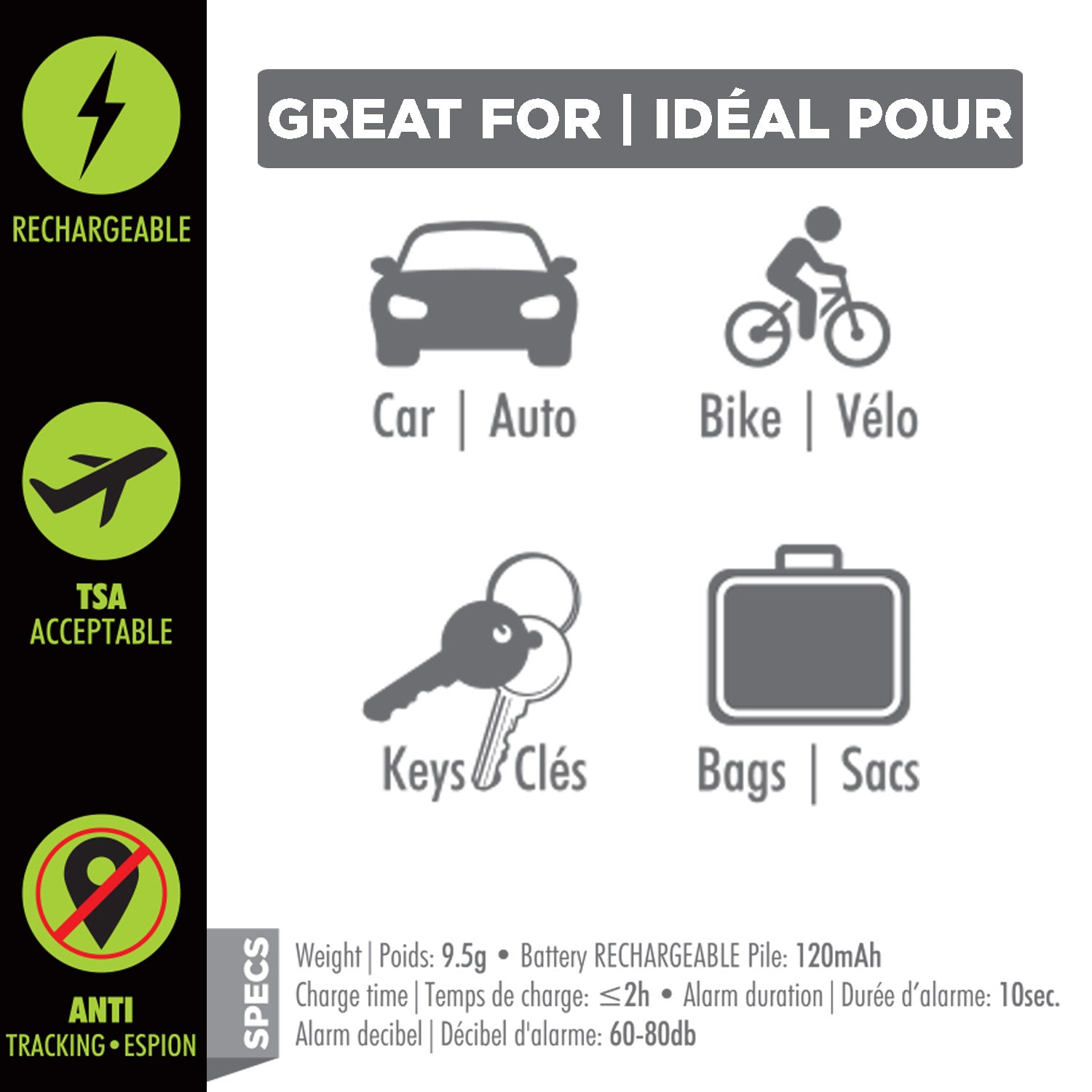 Boost Localisateur d'Objets Rechargeable pour iPhone avec Anti-Pistage, Accepté par la TSA, Noir - Simple Boutique