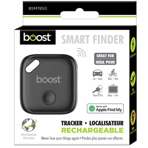 Boost Localisateur d'Objets Rechargeable pour iPhone avec Anti-Pistage, Accepté par la TSA, Noir - Simple Boutique