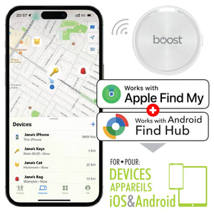 Boost Localisateur d'Objets Résistant aux Intempéries, Apple Localiser et Android Find Hub, Blanc - Simple Boutique