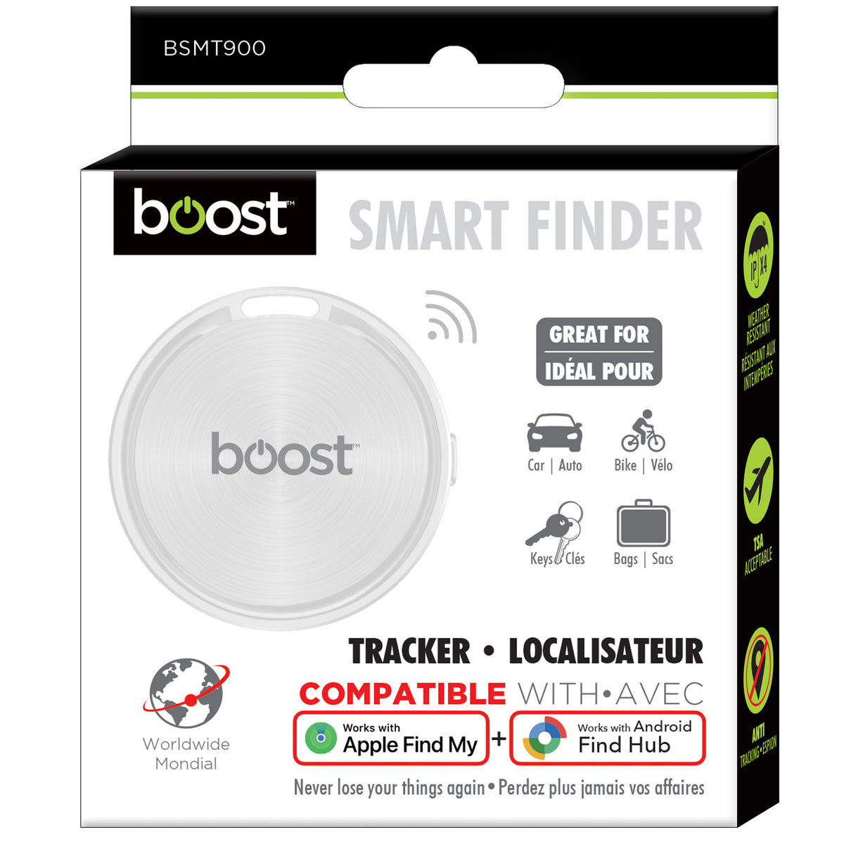 Boost Localisateur d'Objets Résistant aux Intempéries, Apple Localiser et Android Find Hub, Blanc - Simple Boutique