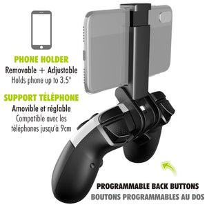 Boost Manette de Jeu Sans Fil avec Support de Téléphone pour iOS, Android, PC et Switch, Blanc et Noir - Simple Boutique