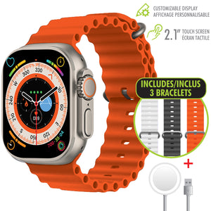 Boost Montre Intelligente à Écran Tactile 2,1 po avec Appels, Notifications et Bracelets Blanc, Noir et Orange - Simple Boutique