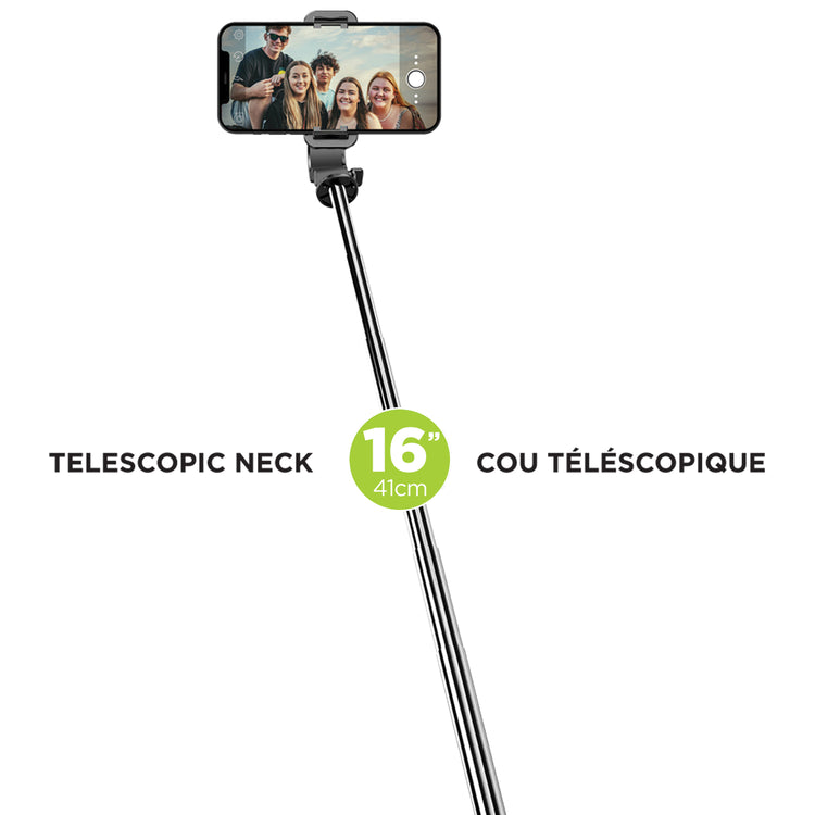 Boost Perche à Selfie et Trépied Télescopique avec Télécommande Sans Fil, Noir - Simple Boutique