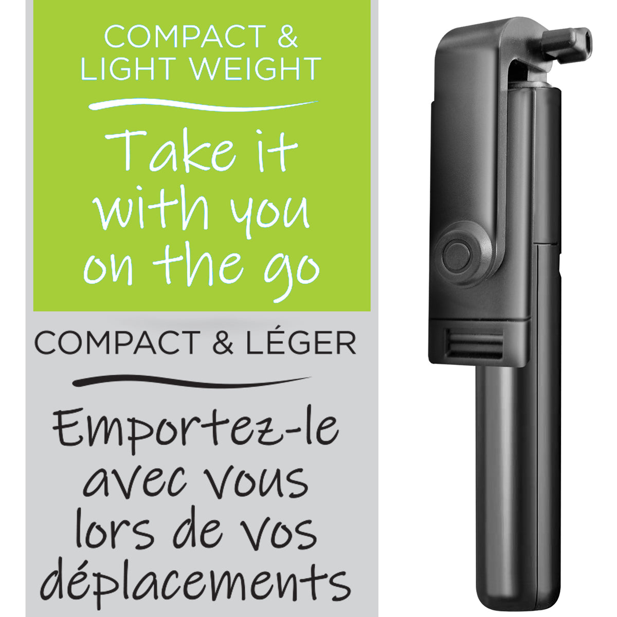 Boost Perche à Selfie et Trépied Télescopique avec Télécommande Sans Fil, Noir - Simple Boutique