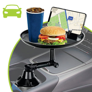Boost Plateau pour Porte-Gobelet d'Auto avec Support de Téléphone, Pivotant, Noir - Simple Boutique