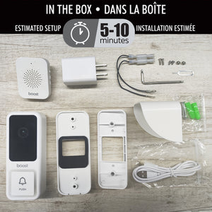 Boost Sonnette Vidéo Intelligente Wi-Fi 1080p Filaire avec Carillon Sans Fil et Pare-Intempéries, Blanc - Simple Boutique