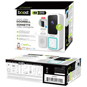 Boost Sonnette Vidéo Intelligente Wi-Fi 1080p Filaire avec Carillon Sans Fil et Pare-Intempéries, Blanc - Simple Boutique