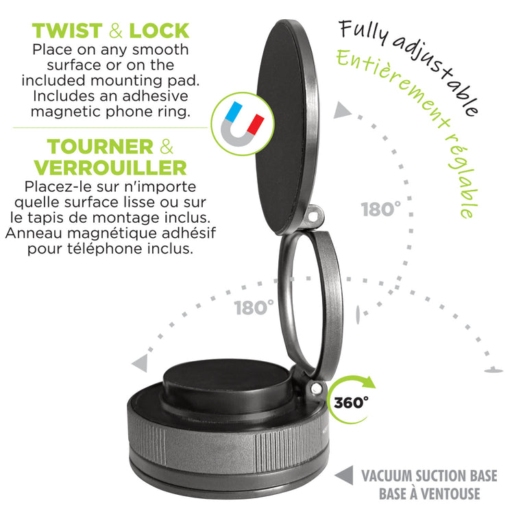 Boost Support Magnétique de Téléphone à Ventouse Tourner et Verrouiller, Rotation 360° - Simple Boutique