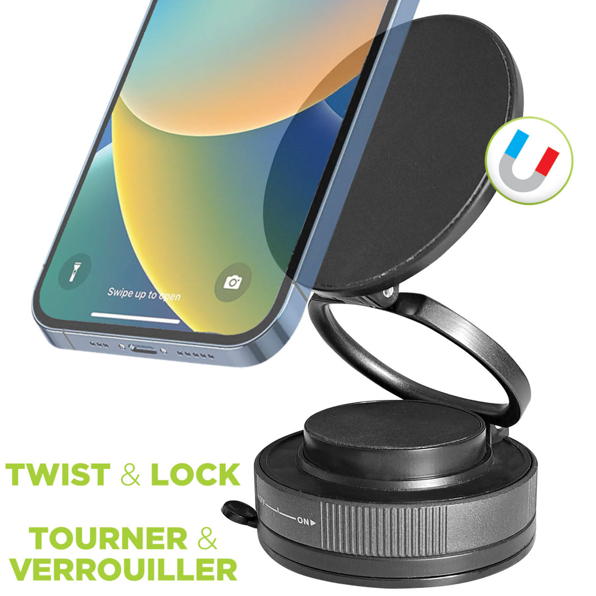 Boost Support Magnétique de Téléphone à Ventouse Tourner et Verrouiller, Rotation 360° - Simple Boutique