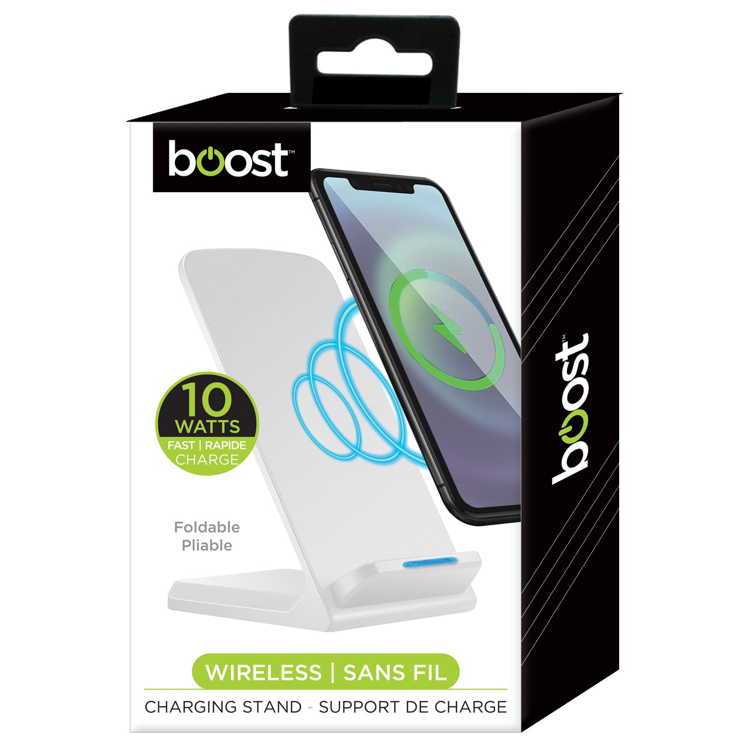 Boost Support de Chargement Sans Fil Pliable 10 W pour Téléphone, Blanc - Simple Boutique