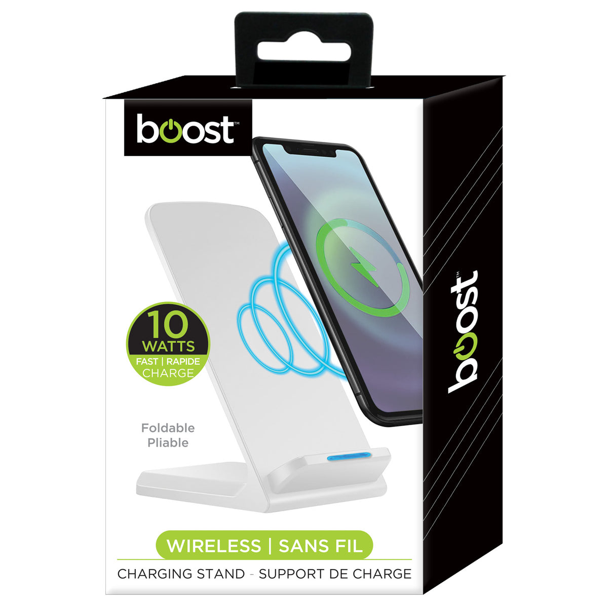 Boost Support de Chargement Sans Fil Pliable 10 W pour Téléphone, Blanc - Simple Boutique
