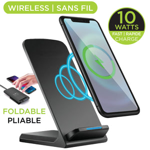 Boost Support de Chargement Sans Fil Pliable 10 W pour Téléphone, Noir - Simple Boutique