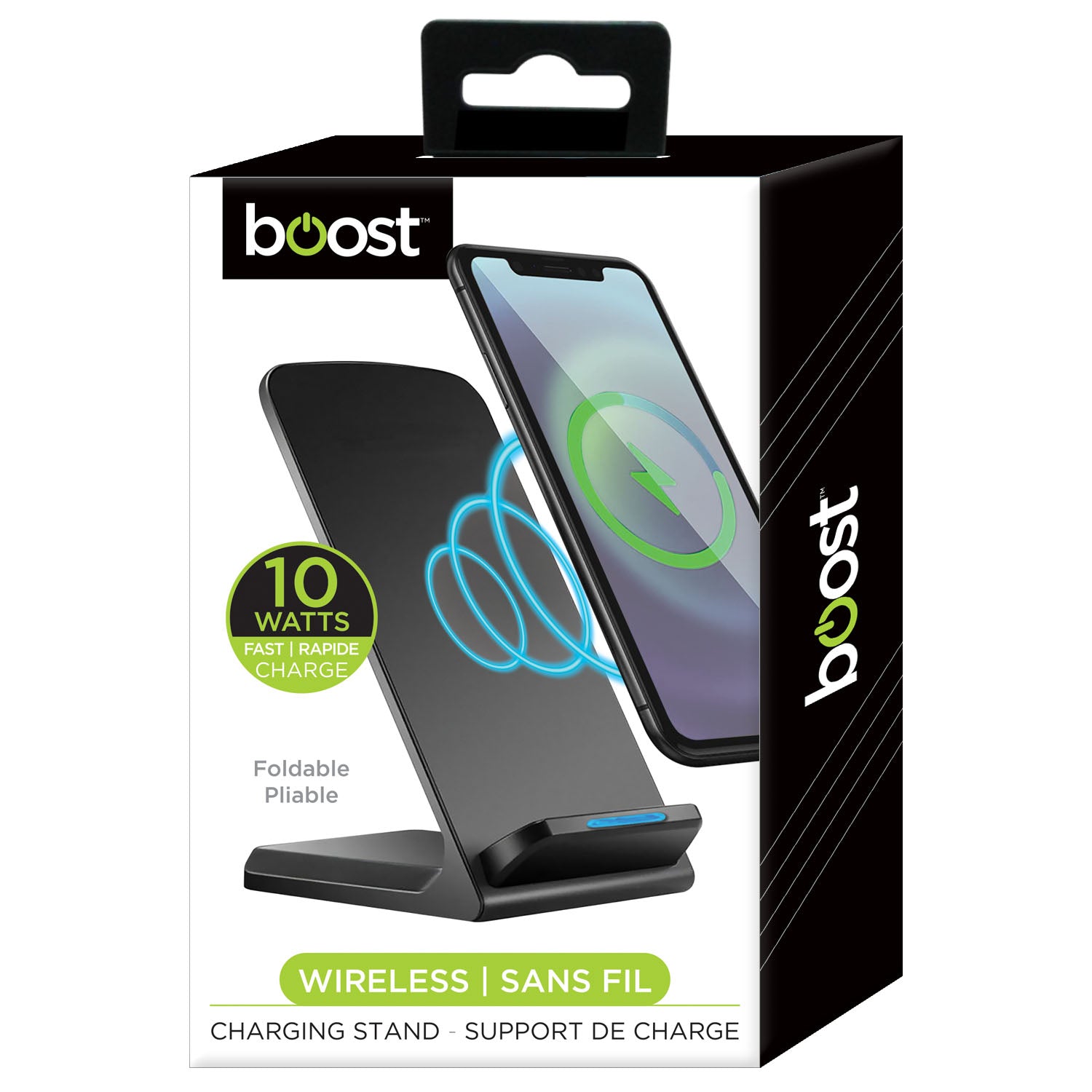 Boost Support de Chargement Sans Fil Pliable 10 W pour Téléphone, Noir - Simple Boutique