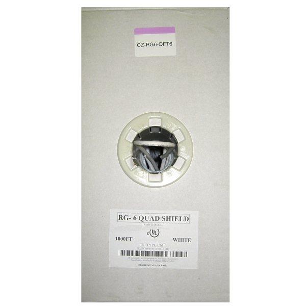 Câble Coaxial RG6 Quadruple Blindage Intérieur 18 AWG, FT6/CMP Plenum, Blanc, Bobine de 1000 pieds - Simple Boutique