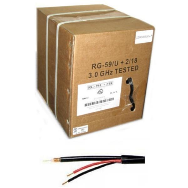 Câble Coaxial Vidéo RG59 20 AWG avec Alimentation 18 AWG 2 Conducteurs, Bobine de 500 pieds - Simple Boutique