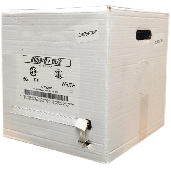 Câble Coaxial Vidéo RG59 20 AWG avec Alimentation 18 AWG 2 Conducteurs, CMP Plenum, Bobine de 500 pieds - Simple Boutique