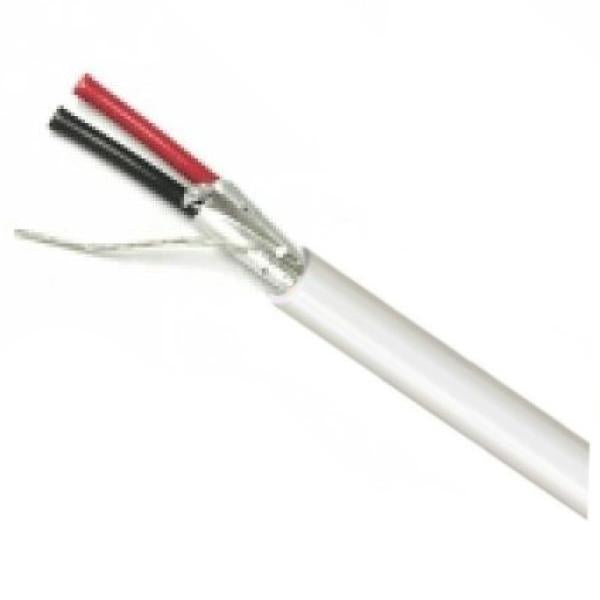 Câble Son et Sécurité Blindé Toronné 18 AWG 2 Conducteurs, CMP/CL2P Plenum, Blanc, Bobine de 1000 pieds - Simple Boutique