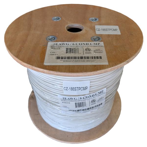 Câble Son et Sécurité Blindé Toronné 18 AWG 6 Conducteurs, CMP/CL2P Plenum, Blanc, Bobine de 1000 pieds - Simple Boutique