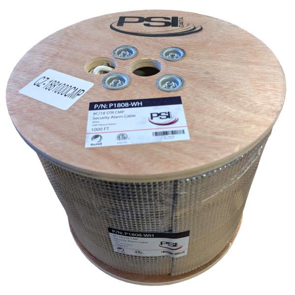 Câble Son et Sécurité Toronné 18 AWG 8 Conducteurs, CMP Plenum, Blanc, Bobine de 1000 pieds - Simple Boutique