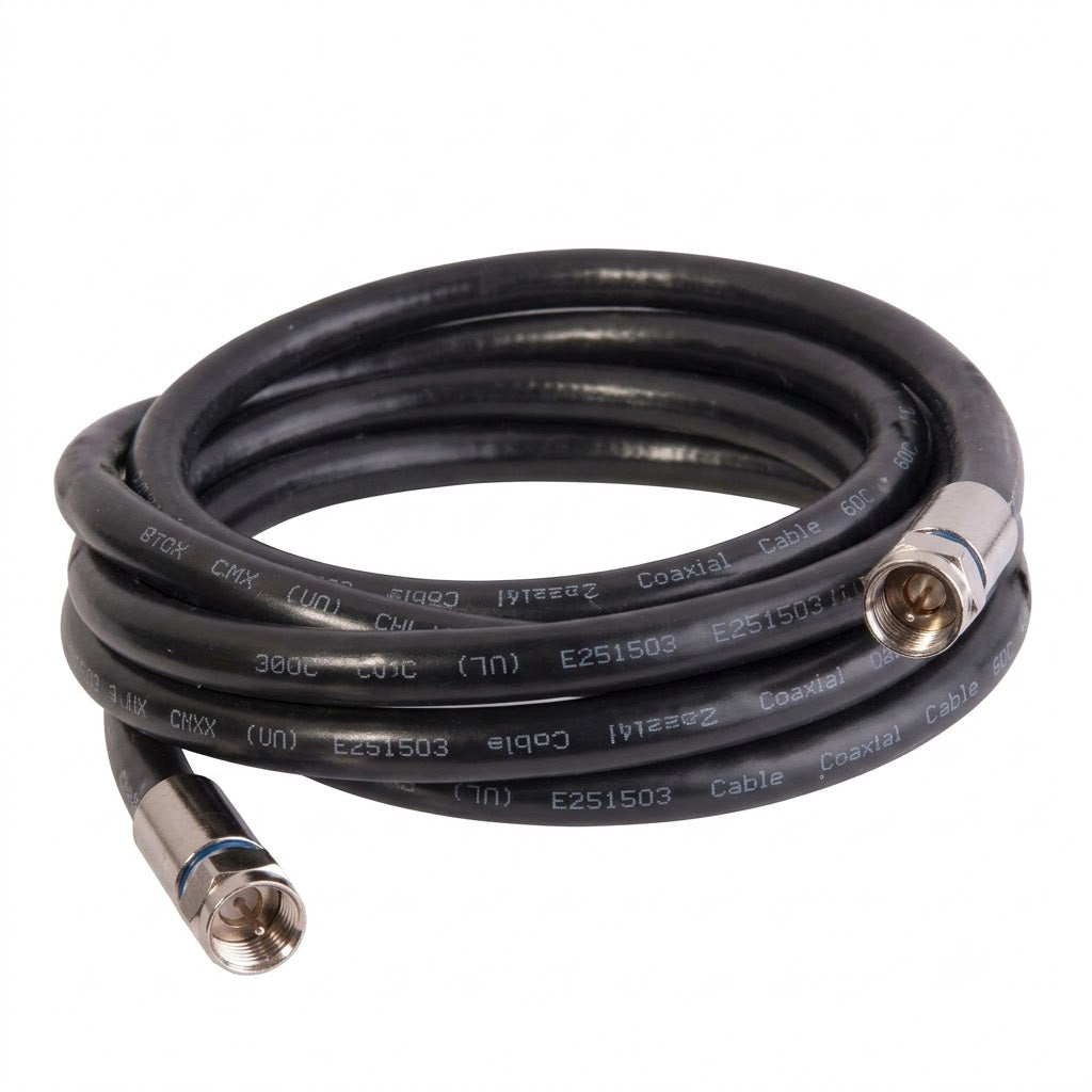 Câble coaxial 100pi RG-6 Noir M/M - Simple Boutique