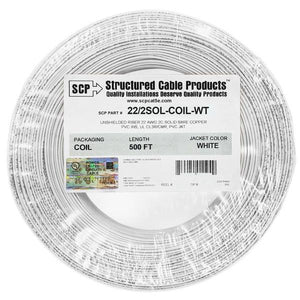 Câble de Sécurité Solide 22 AWG 2 Conducteurs, CMR/CL3R, Blanc, Bobine de 500 pieds - Simple Boutique