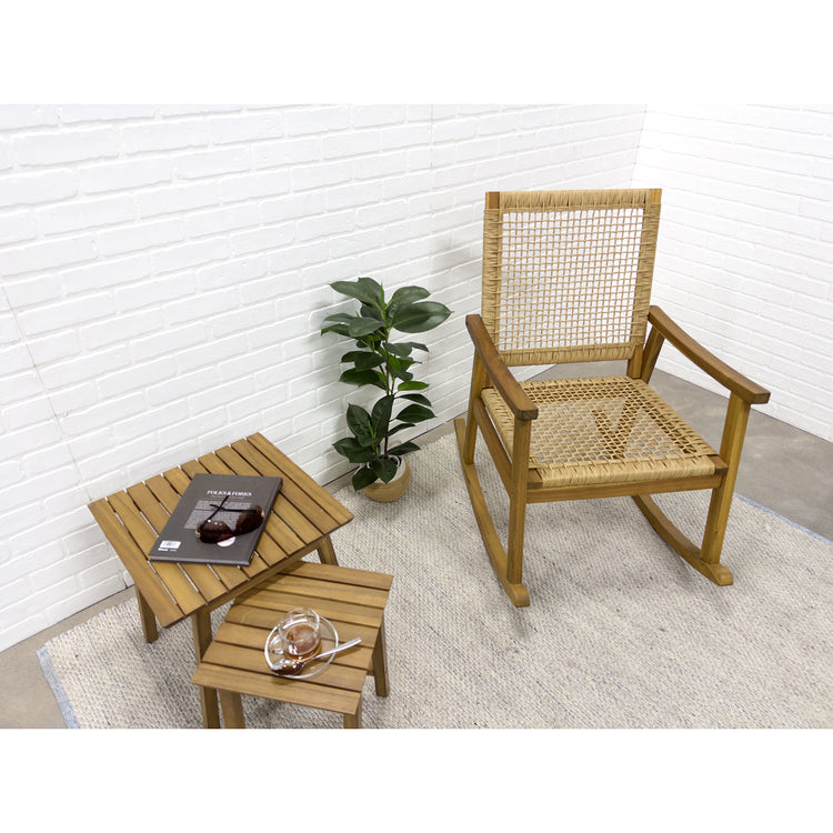 Chaise Berçante Lara avec Dossier et Assise en Osier Entrelacé - Simple Boutique