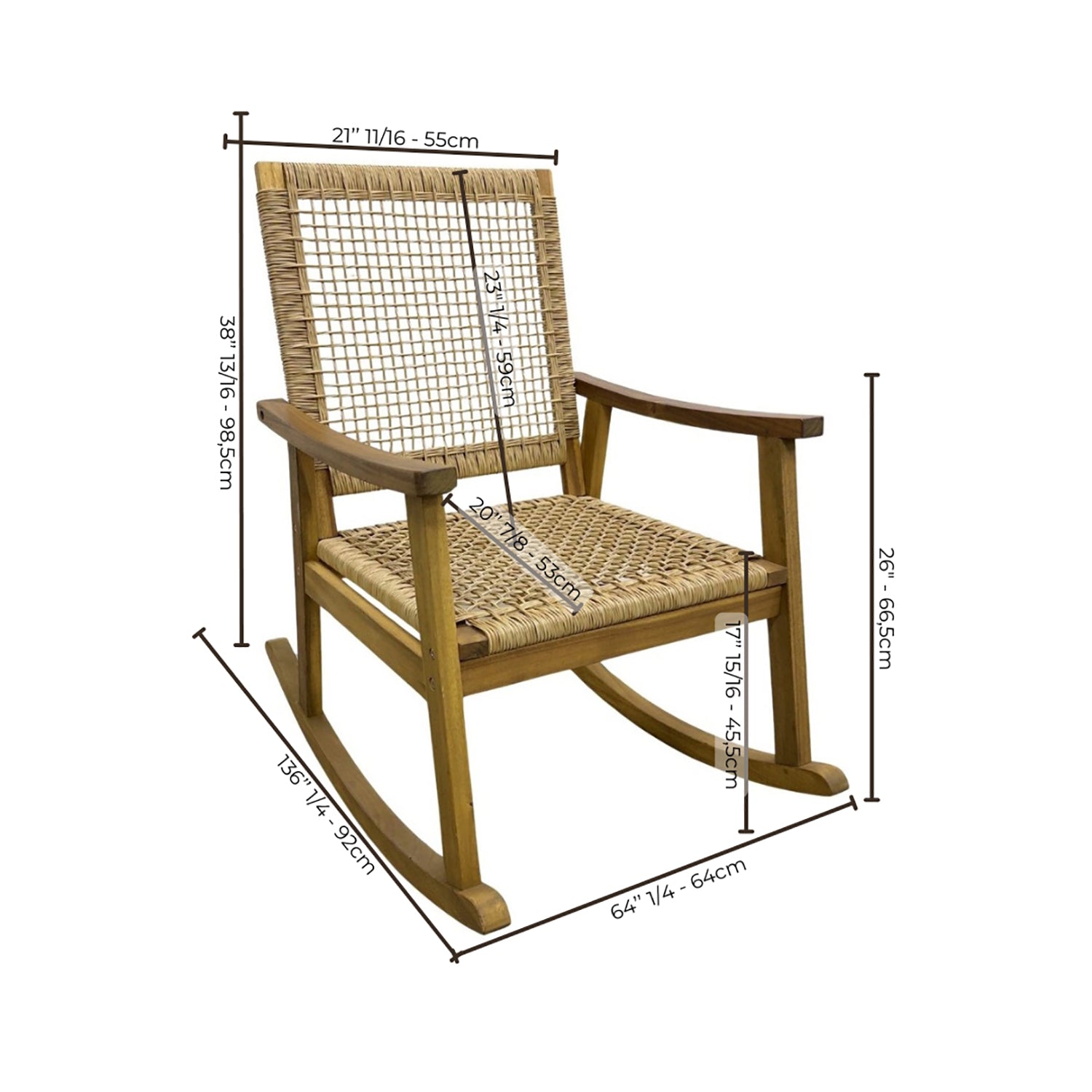 Chaise Berçante Lara avec Dossier et Assise en Osier Entrelacé - Simple Boutique