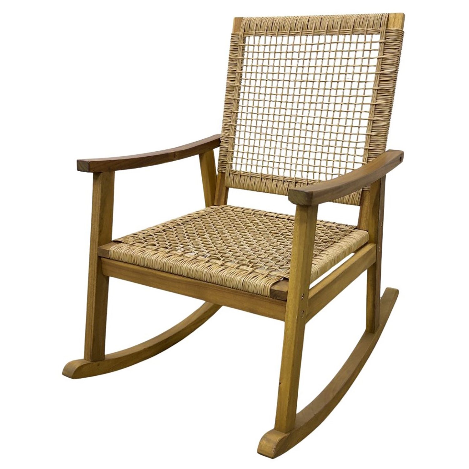 Chaise Berçante Lara avec Dossier et Assise en Osier Entrelacé - Simple Boutique