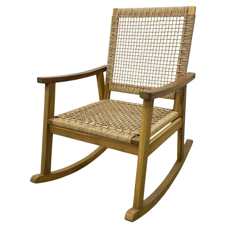 Chaise Berçante Lara avec Dossier et Assise en Osier Entrelacé - Simple Boutique