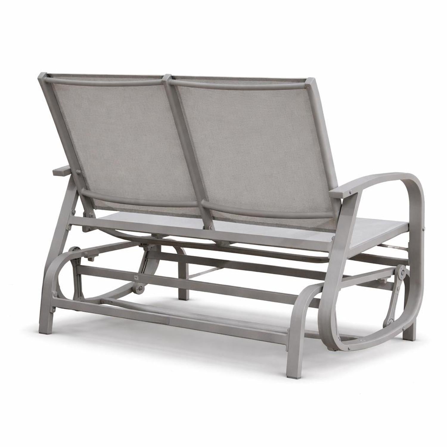 Chaise Berçante de Patio 2 Places Bruxelle – Aluminium et Textilène Greige - Simple Boutique