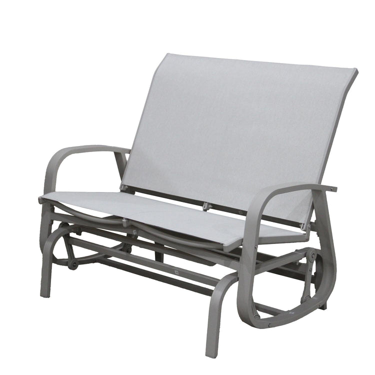 Chaise Berçante de Patio 2 Places Bruxelle – Aluminium et Textilène Greige - Simple Boutique