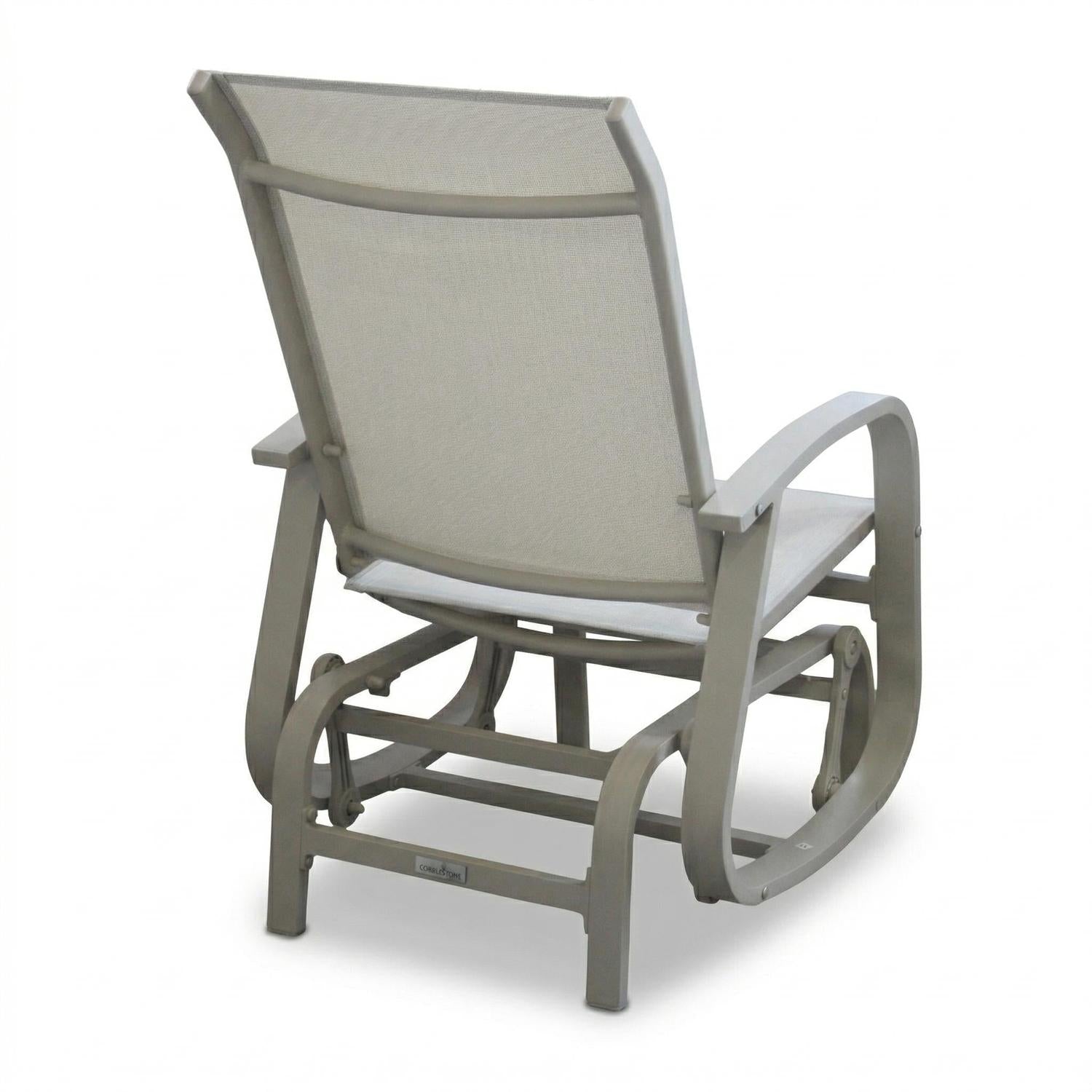 Chaise berçante patio Bruxelle une place aluminium, greige - Simple Boutique