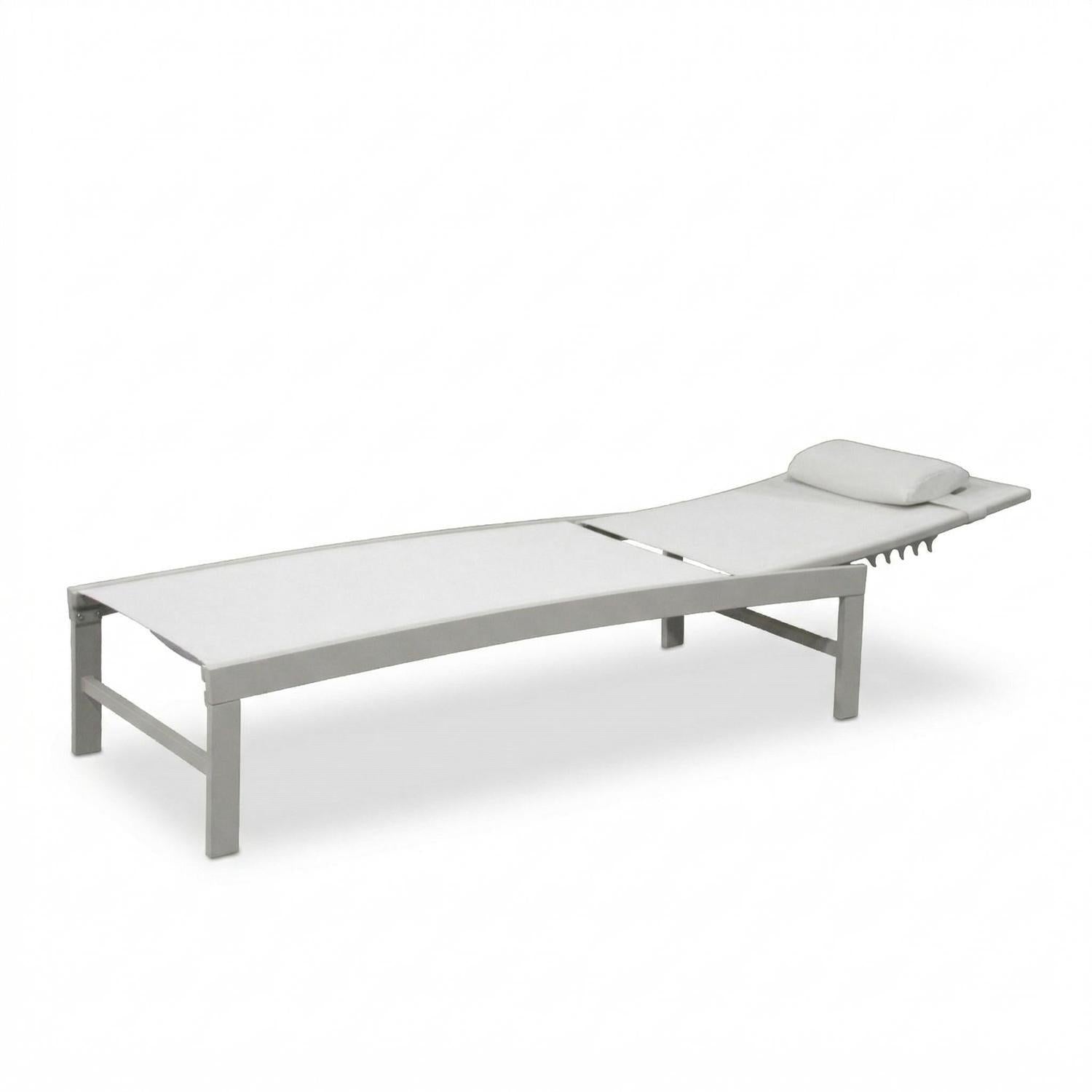 Chaise longue de patio inclinable 5 positions aluminium greige - Simple Boutique