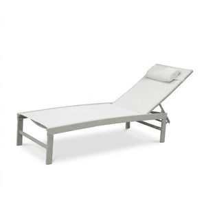 Chaise longue de patio inclinable 5 positions aluminium greige - Simple Boutique