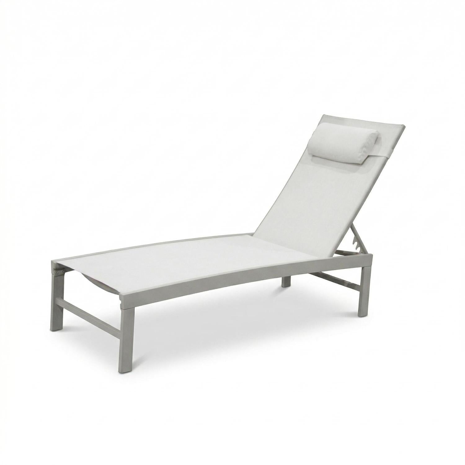 Chaise longue de patio inclinable 5 positions aluminium greige - Simple Boutique