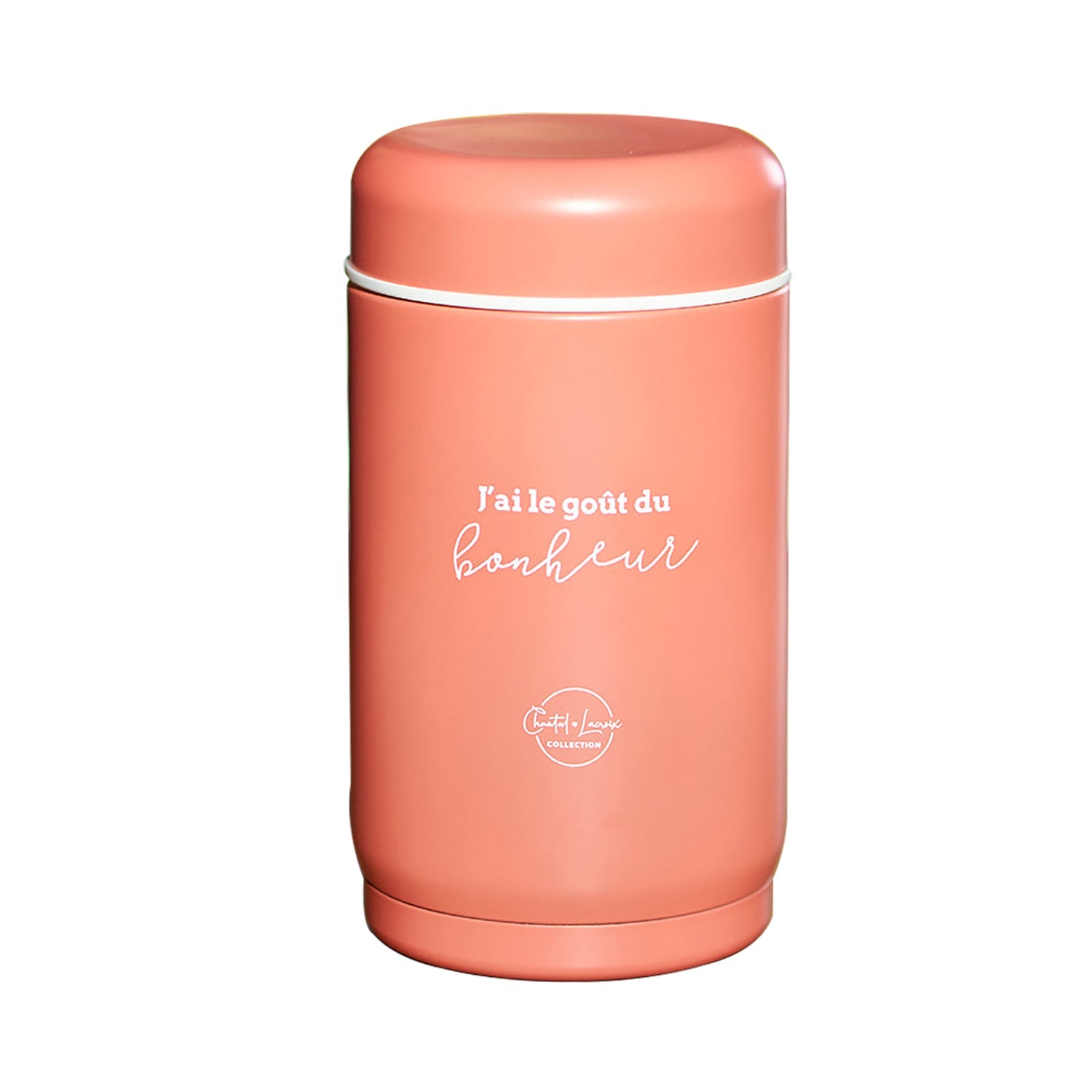 Chantal Lacroix - Thermos en Acier Inoxydable « Bonheur », Capacité de 18oz, Corail - Liquidation Vente Finale - Simple Boutique