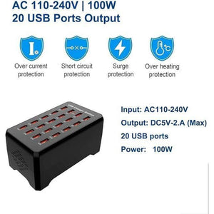 Chargeur USB 20 ports intelligent – Station de recharge multi-appareils compacte pour téléphones et tablettes - Simple Boutique