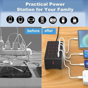 Chargeur USB 20 ports intelligent – Station de recharge multi-appareils compacte pour téléphones et tablettes - Simple Boutique